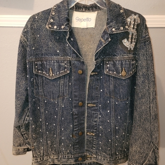 DENIM Vintage Hand painted Jacket - Picture 3 of 14